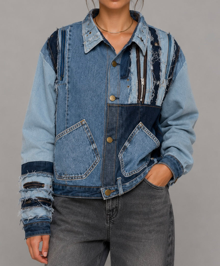 Distressed denim jacket "10 Hours" (Pre-Order)