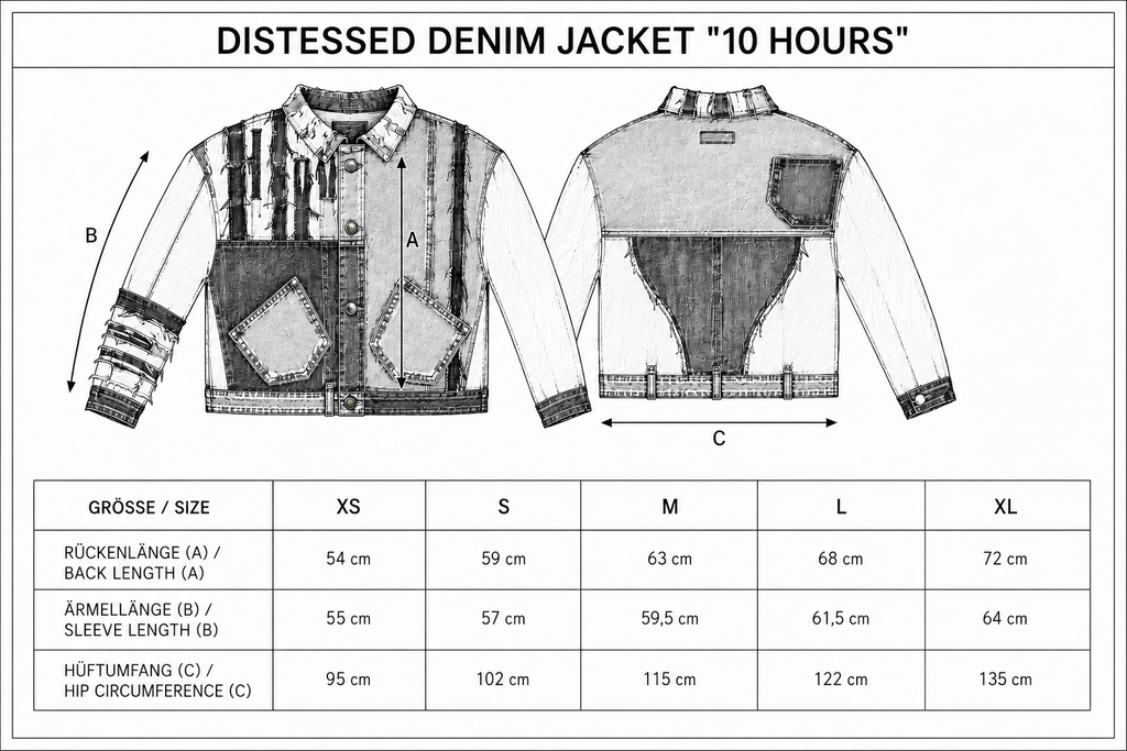 Distressed denim jacket "10 Hours" (Pre-Order)