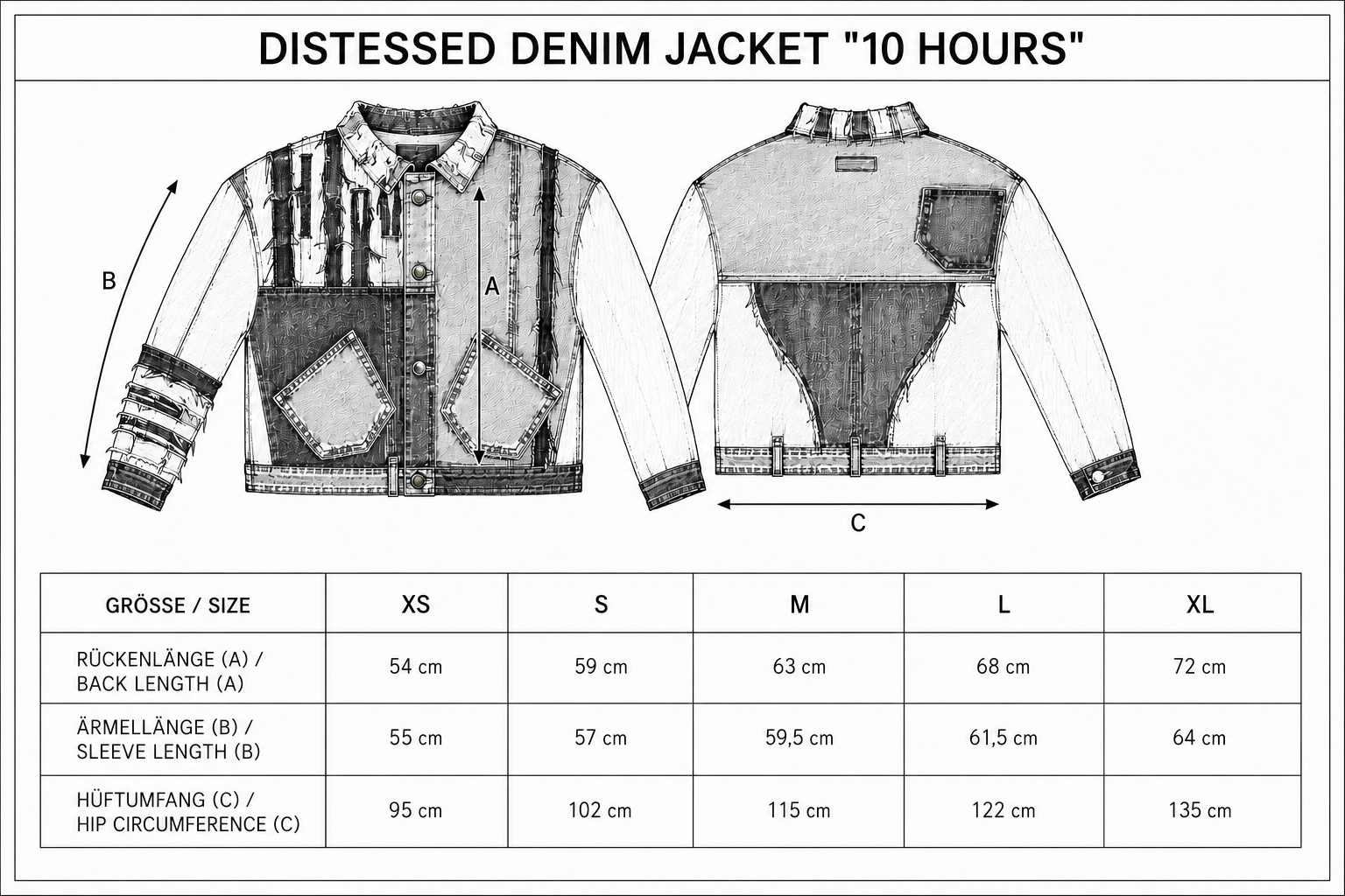 Distressed denim jacket "10 Hours" (Pre-Order)