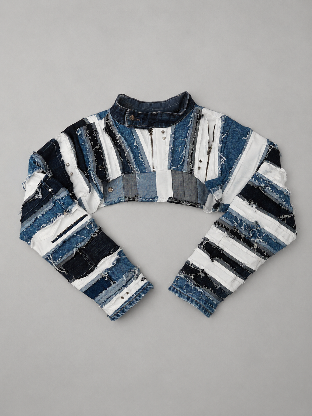 Hand-sewn Cropped Jacket from Recycled Denim (Pre-Order)