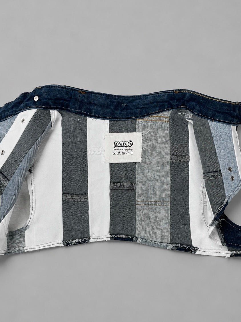 Hand-sewn Cropped Denim Top made from recycled jeans (Pre-Order)