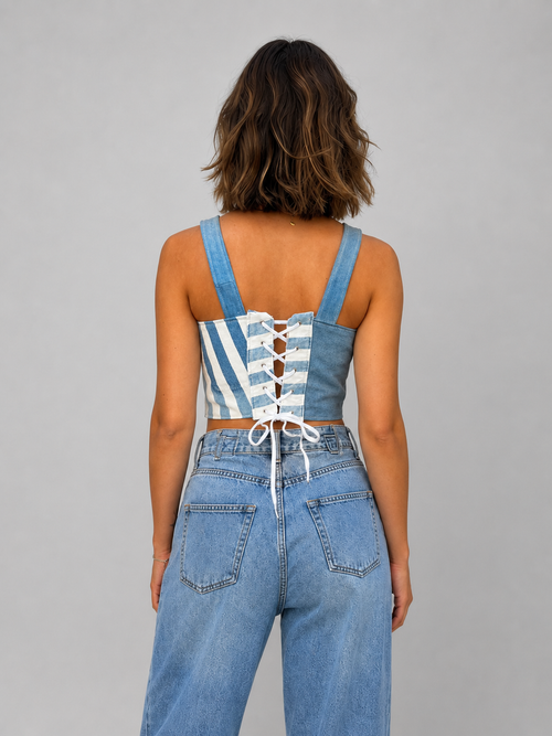 Denim Corset Sewing Pattern - Schnittmuster | Recrave Upcycling