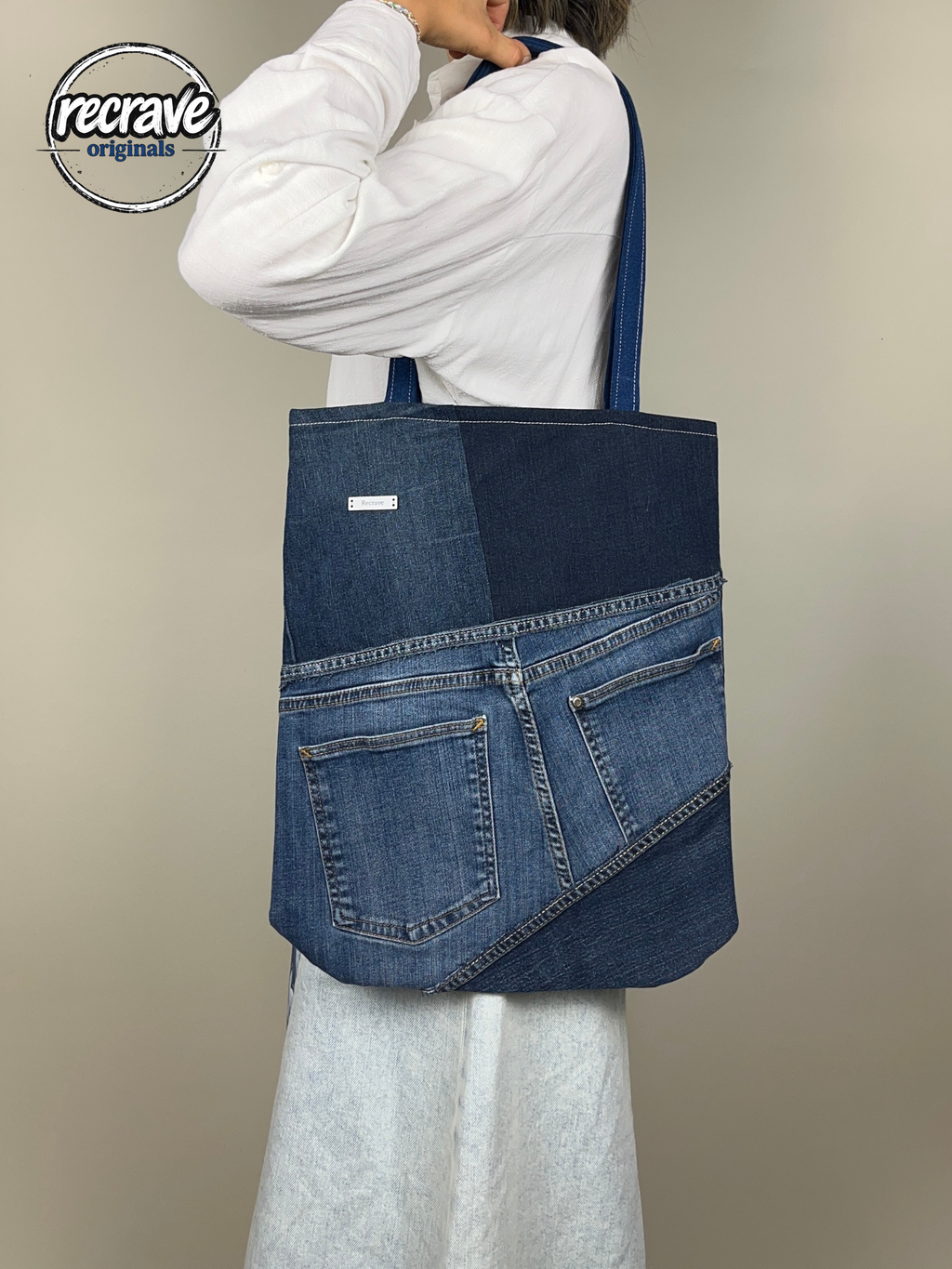 Upcycled Denim Tote Bag blau – recrave originals