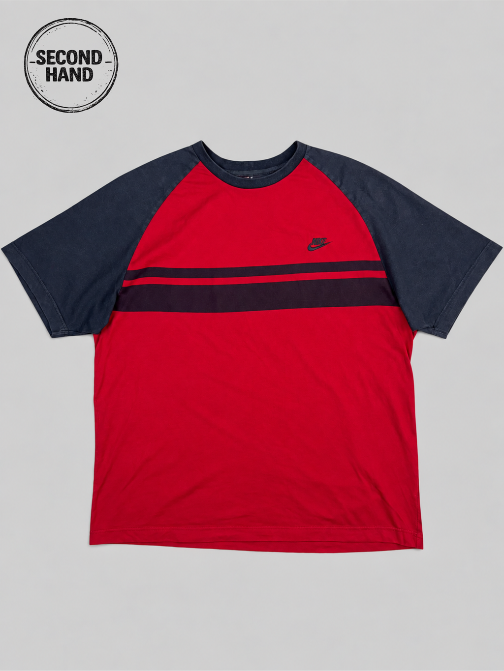 Nike Colorblock T-Shirt in Rot/ schwarz XXL - second hand