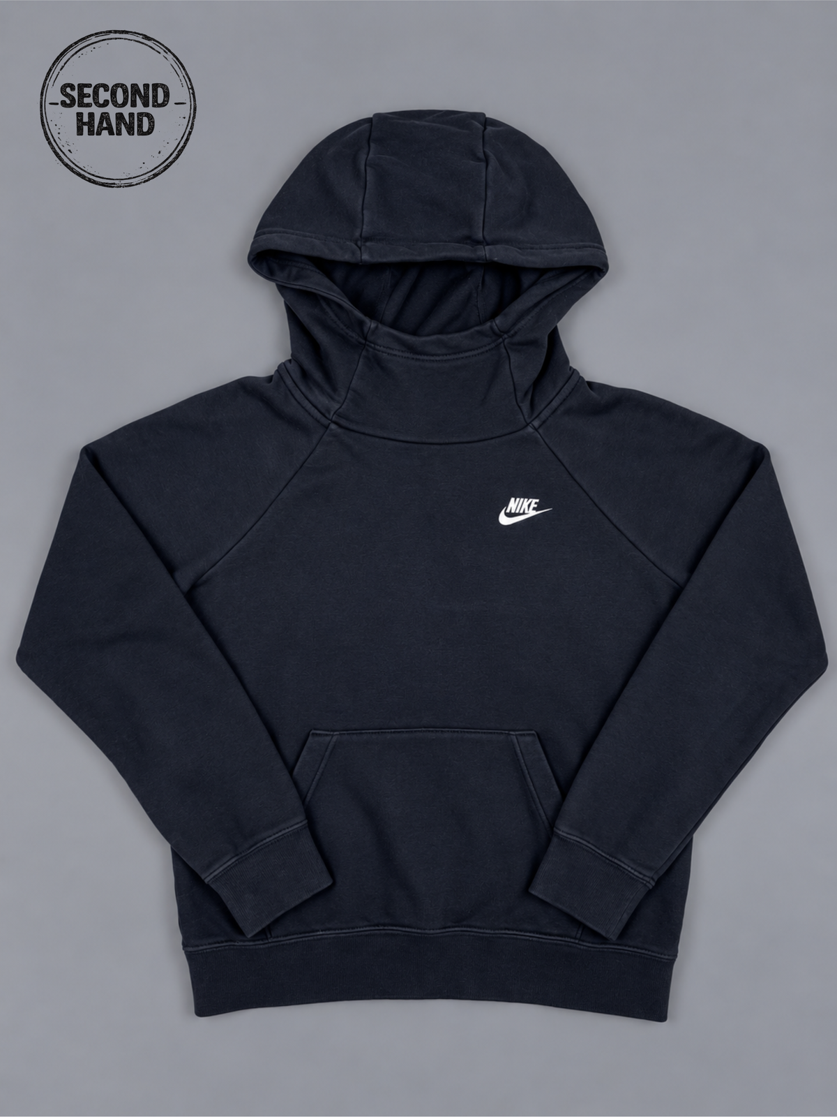 Nike Hoodie in Dunkelblau mit hohem Kapuzenkragen XS - second hand