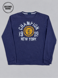 Champion Langarmshirt in Dunkelblau mit Frontprint S / M - second hand