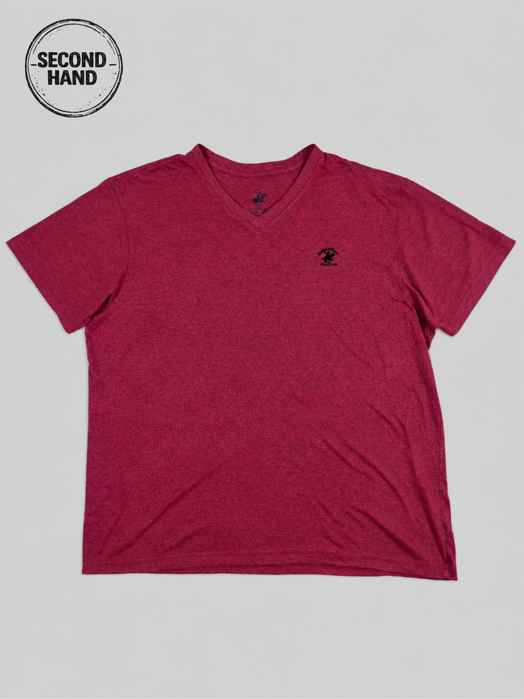 T-Shirt Bordeauxrotes V-Neck Beverly Hills XXL - second hand