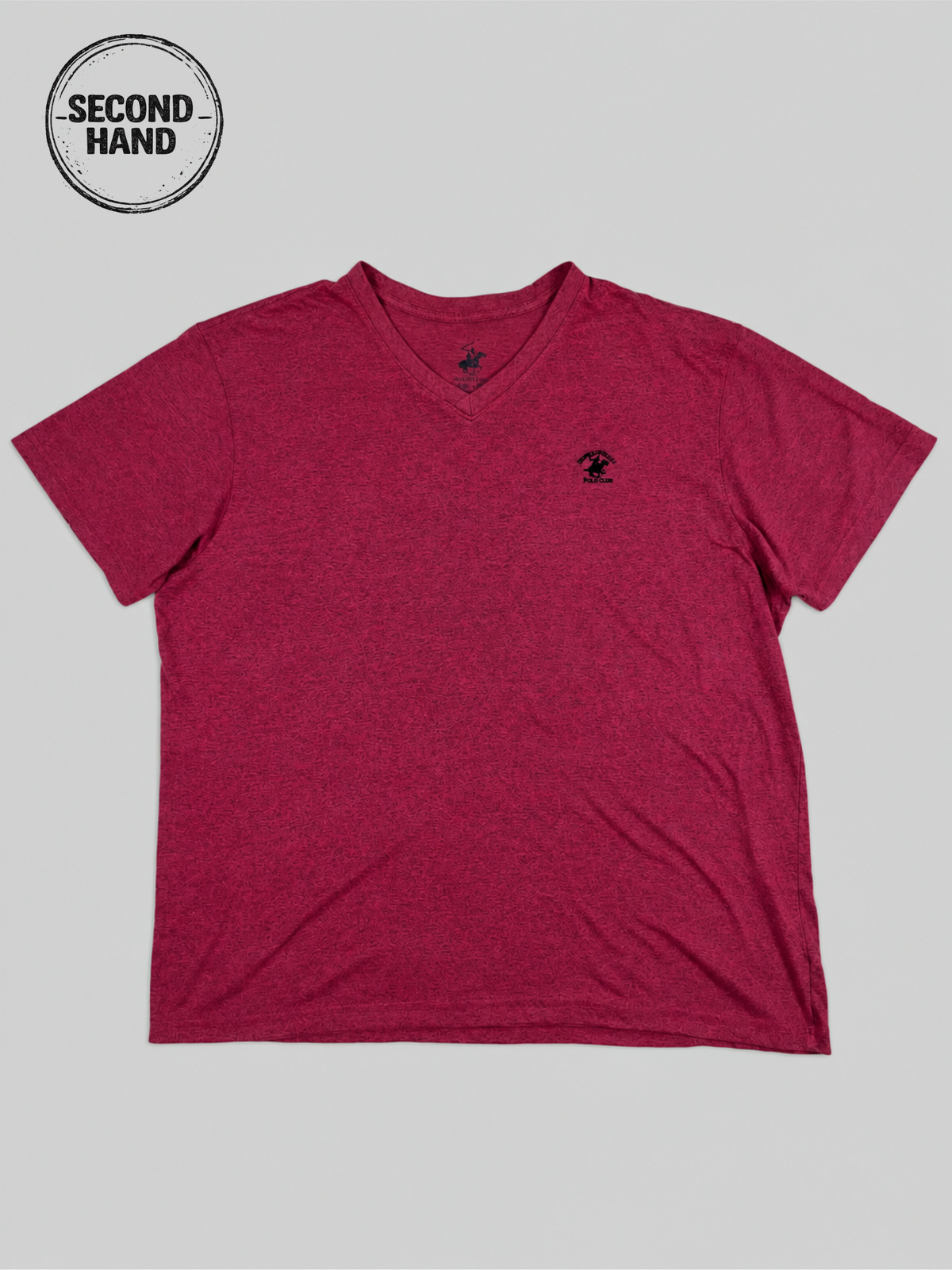 T-Shirt Bordeauxrotes V-Neck Beverly Hills XXL - second hand