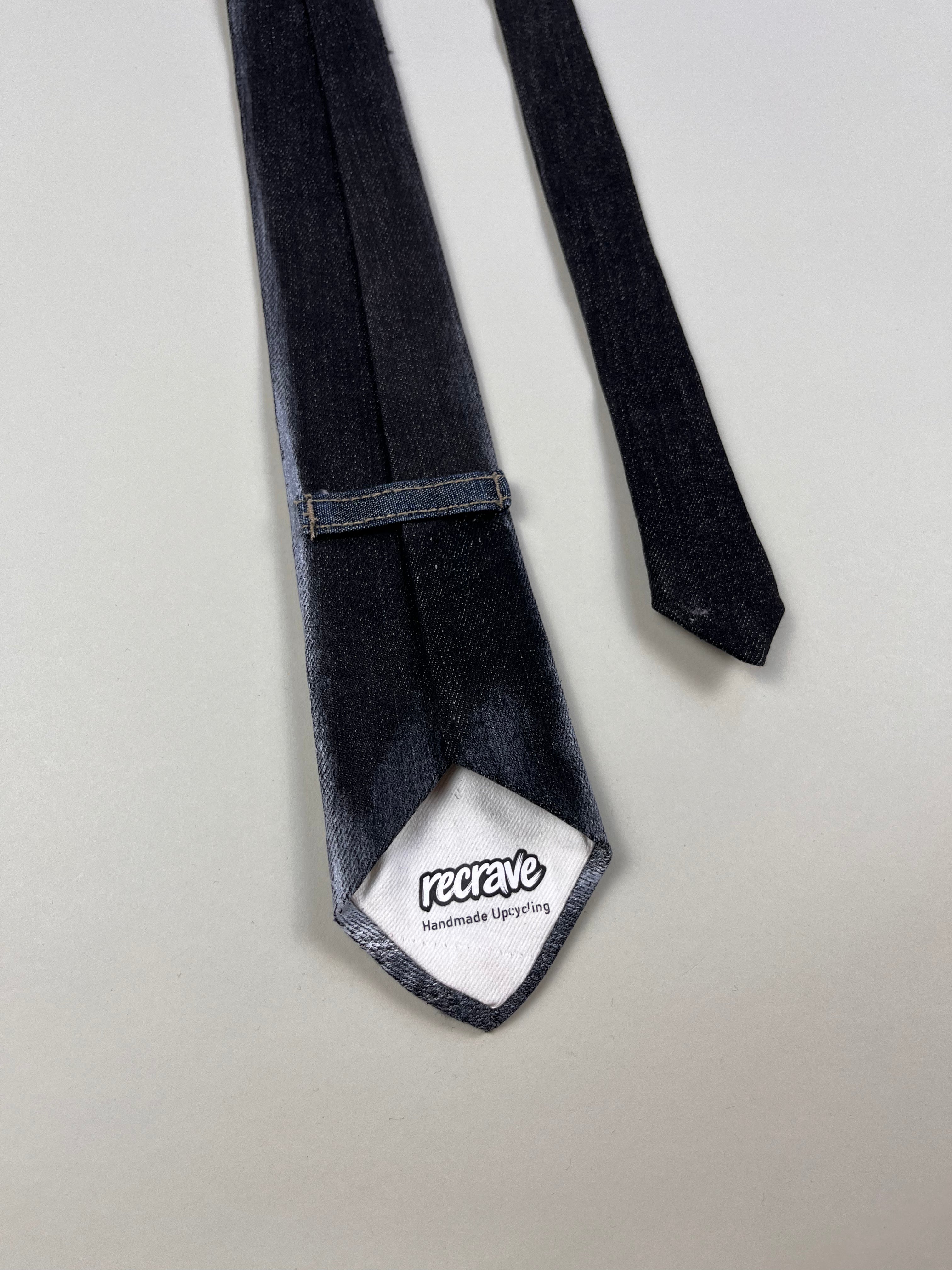 Denim Krawatte – Schwarz/Weiß light distressing | recrave originals