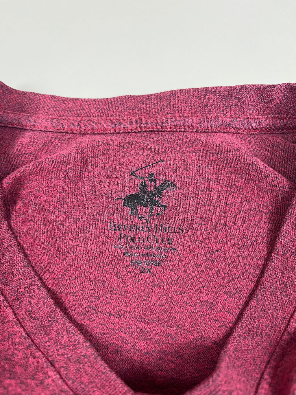 T-Shirt Bordeauxrotes V-Neck Beverly Hills XXL - second hand