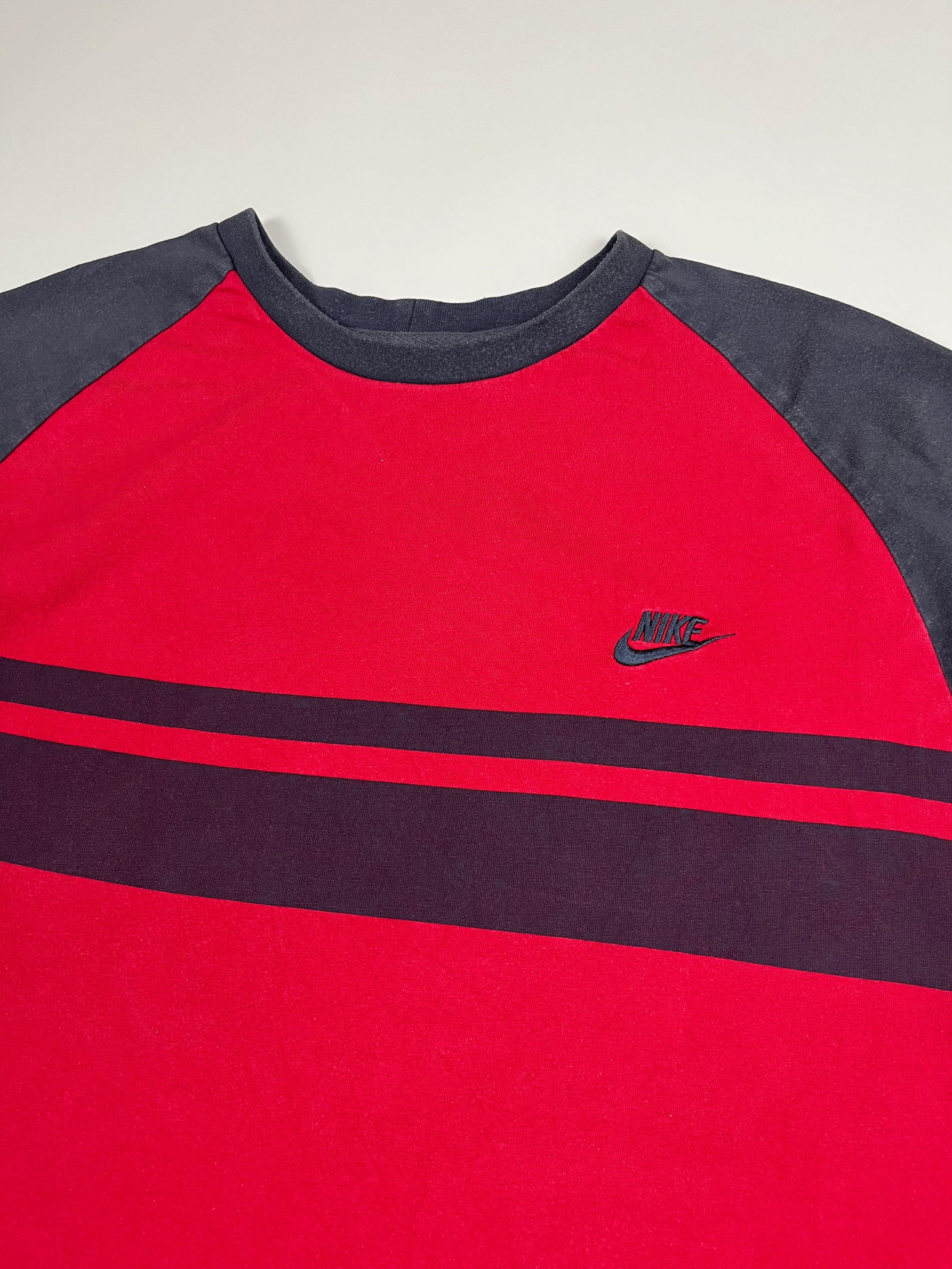 Nike Colorblock T-Shirt in Rot/ schwarz XXL - second hand