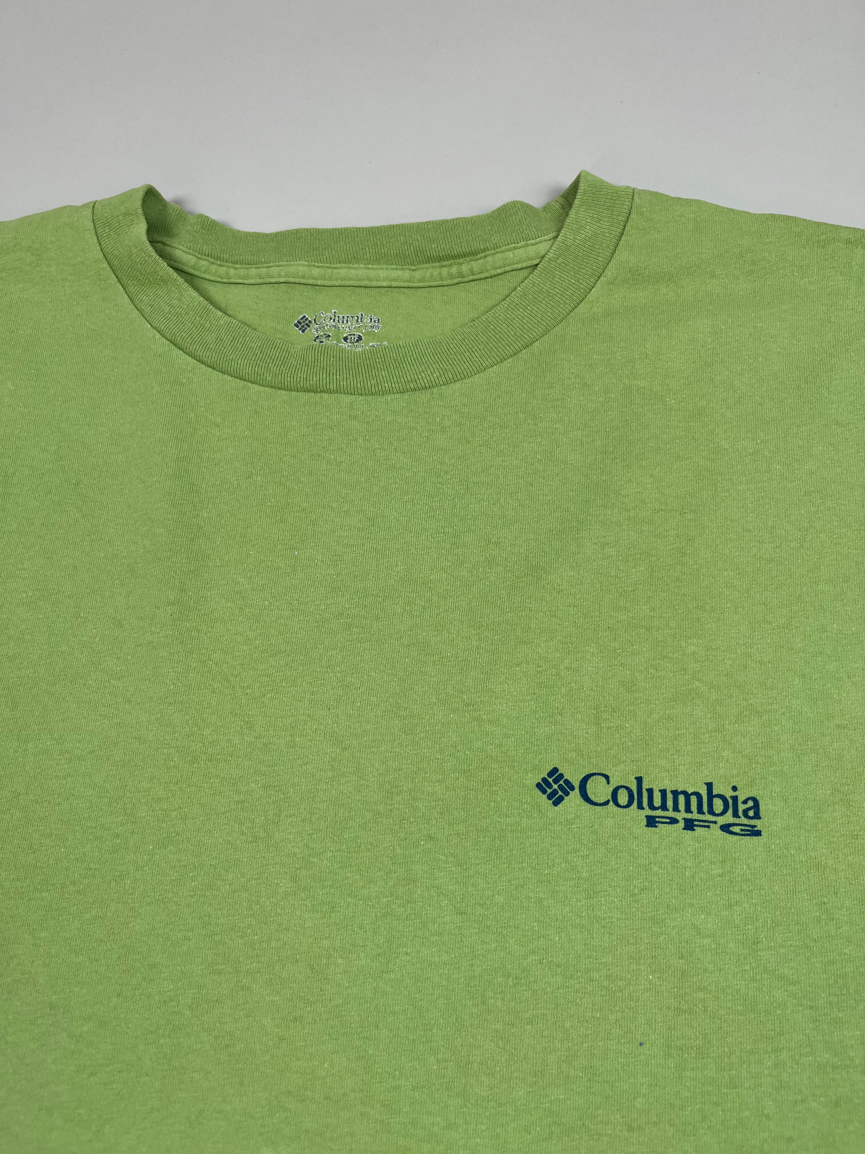 Columbia PFG T-Shirt mit Rückenprint, hellgrün XL - second hand
