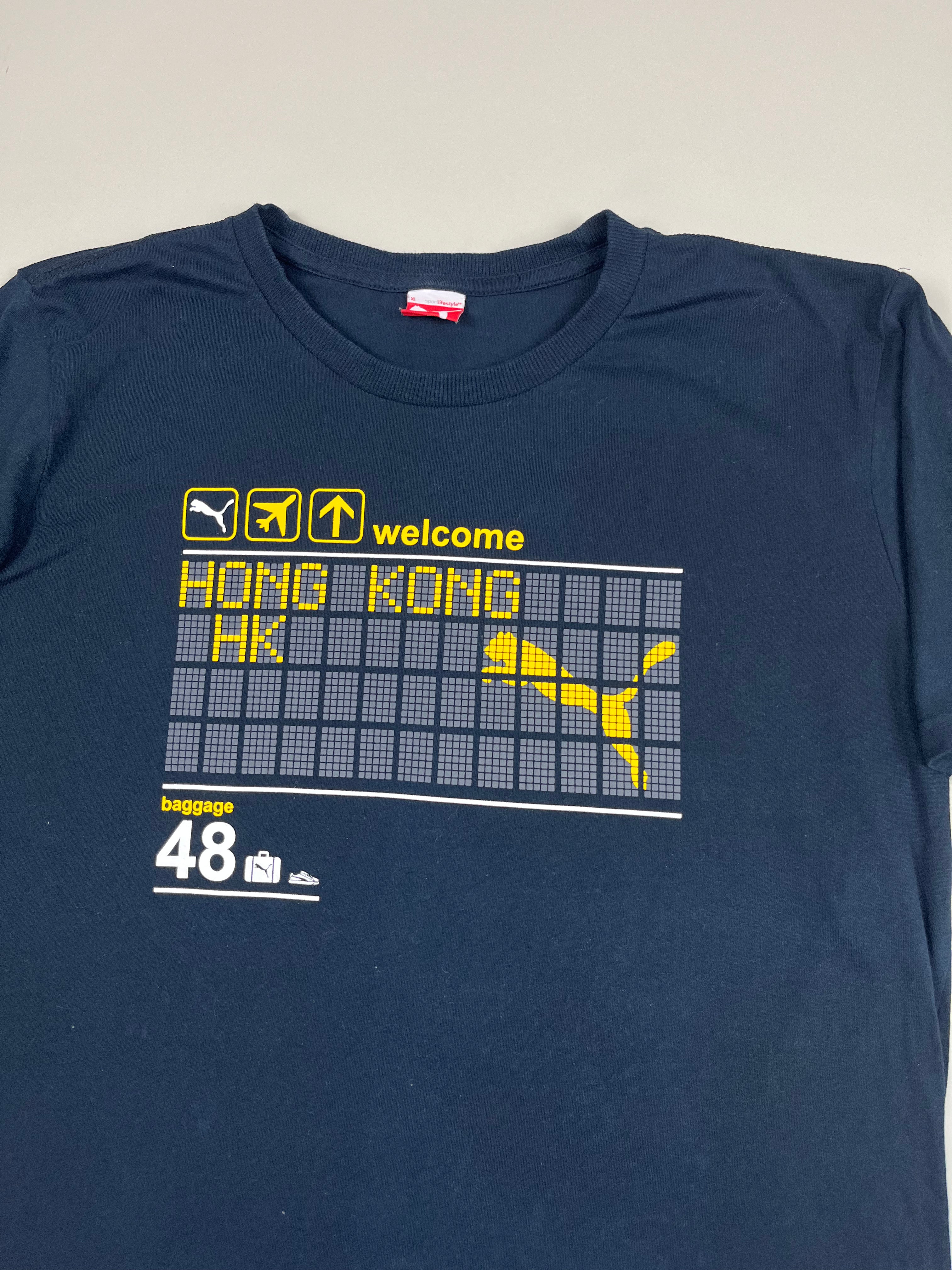 uma T-Shirt mit Hongkong-Print schwarz S/M - second hand