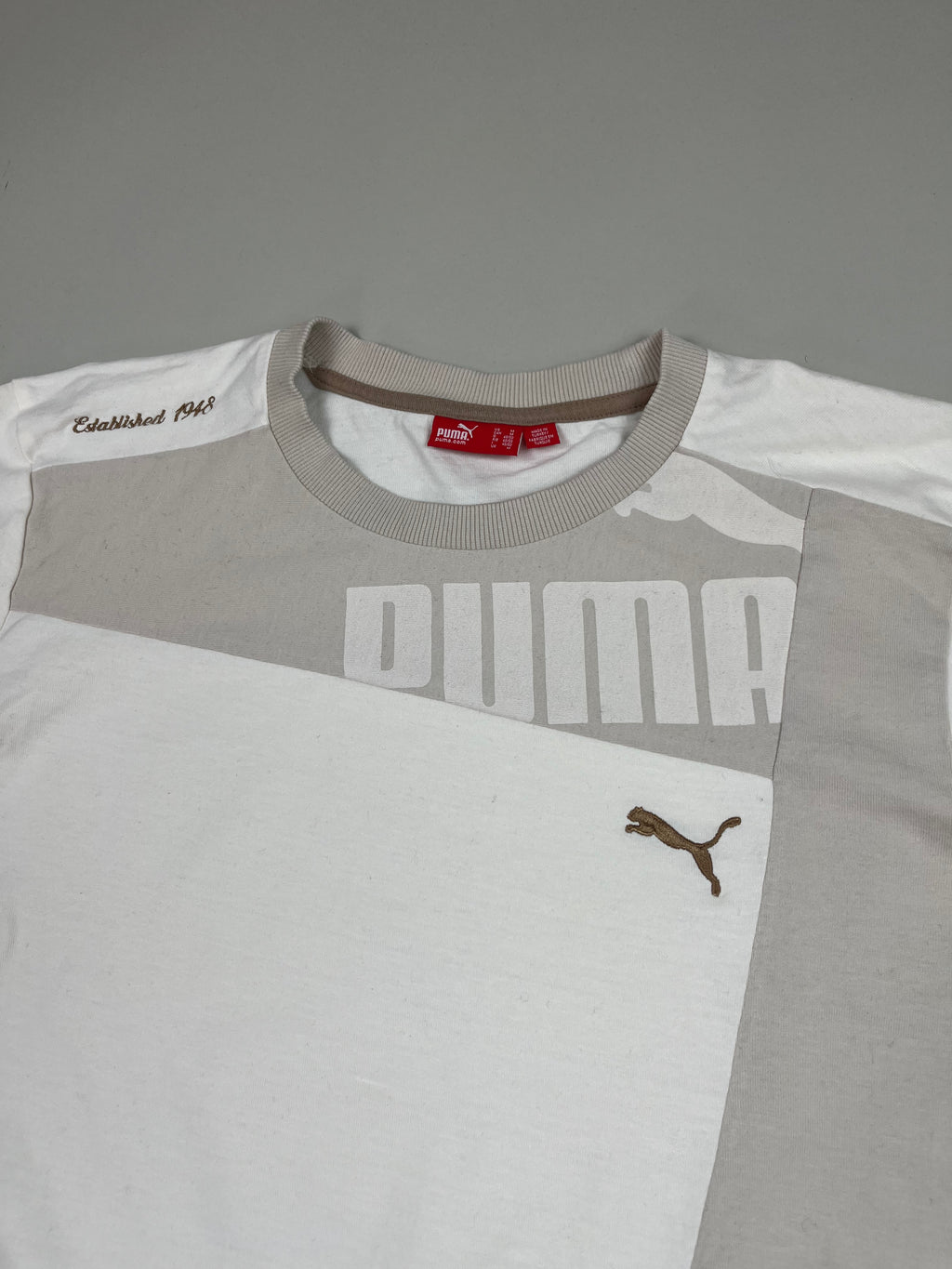 PUMA Langarmshirt in Creme und Beige M - second hand