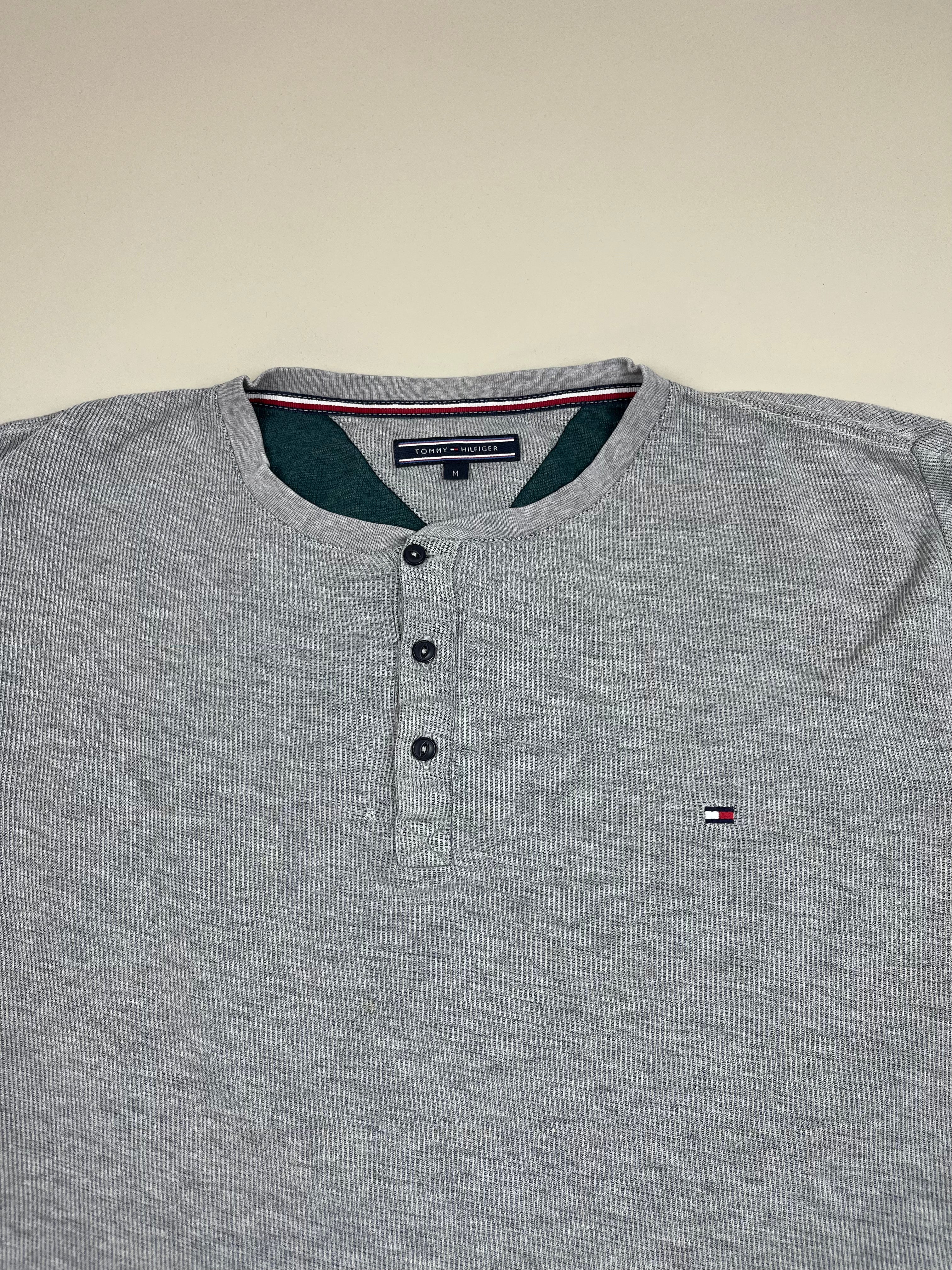Tommy Hilfiger Henley-Langarmshirt in Grau M - second hand