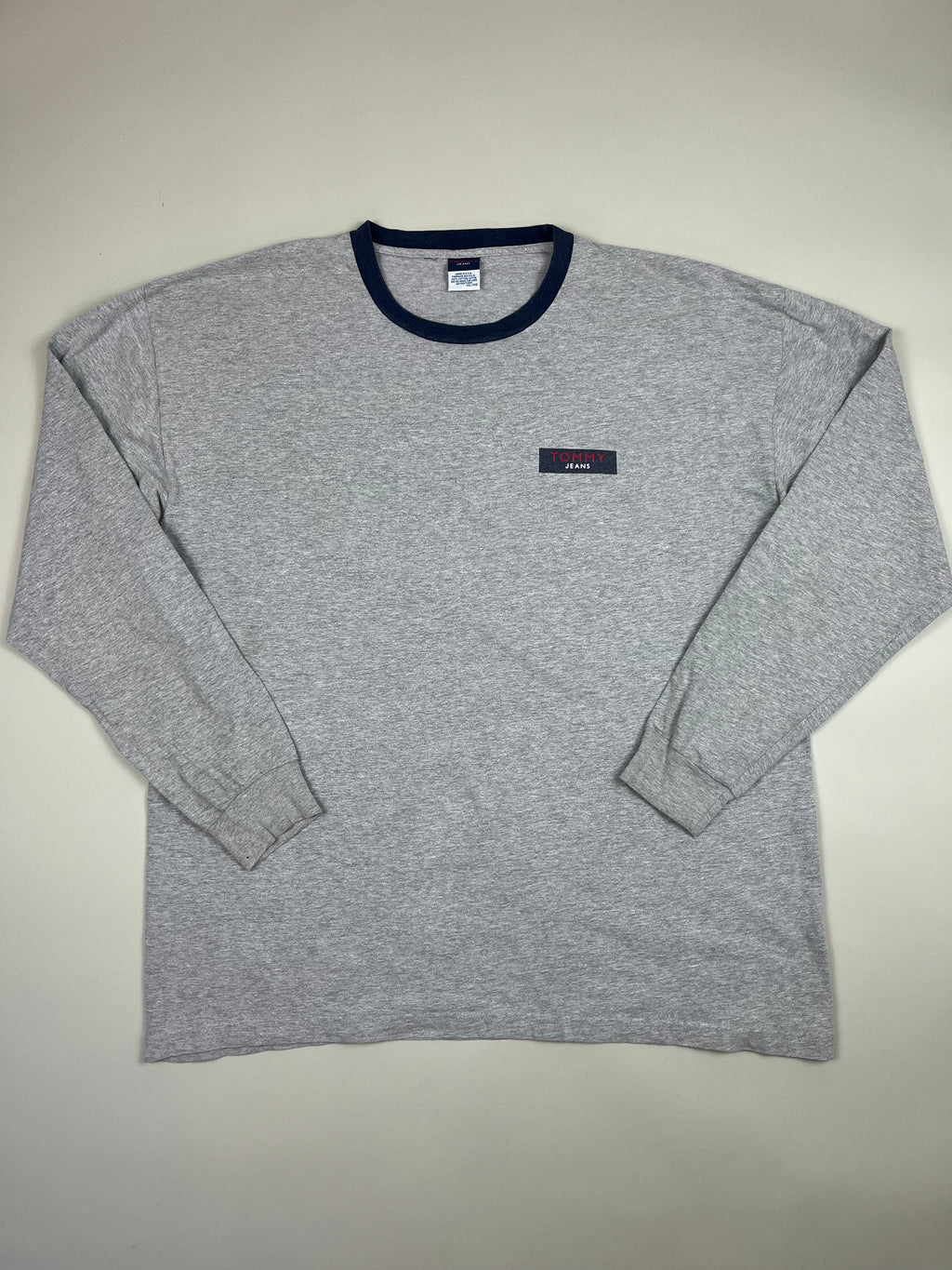 Tommy Hilfiger Langarmshirt in Grau meliert  Backprint XXL - second hand