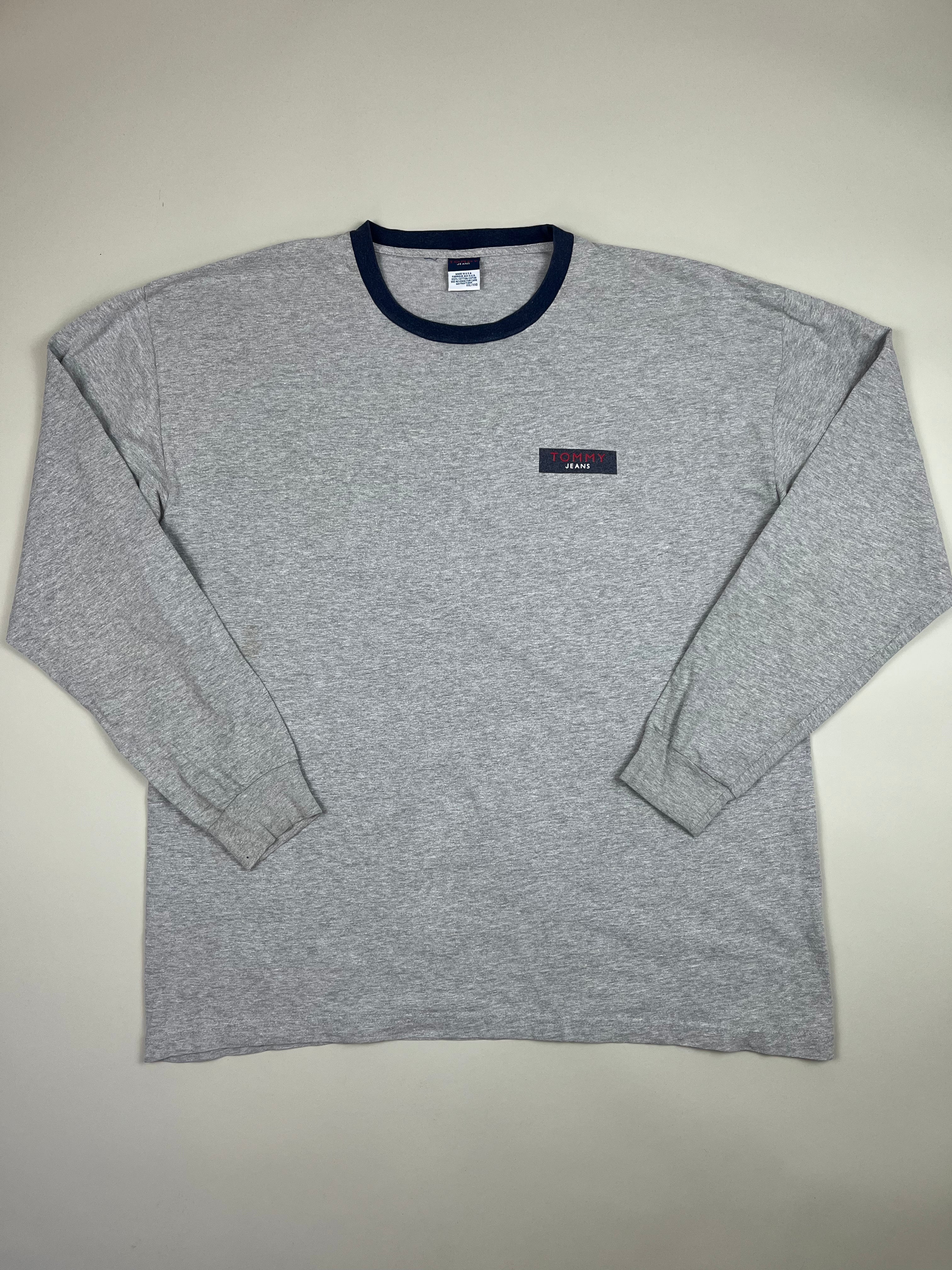 Tommy Hilfiger Langarmshirt in Grau meliert  Backprint XXL - second hand