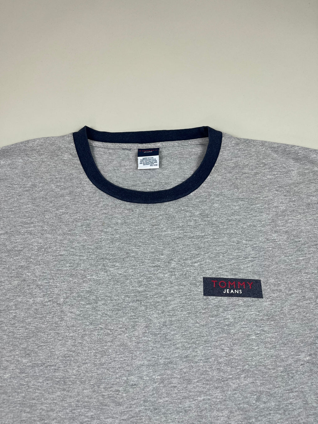 Tommy Hilfiger Langarmshirt in Grau meliert  Backprint XXL - second hand