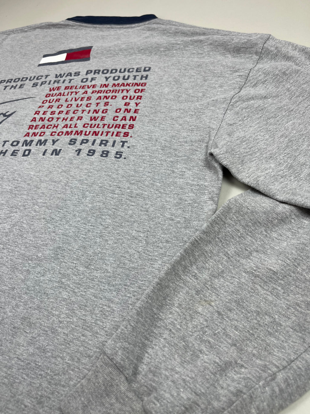 Tommy Hilfiger Langarmshirt in Grau meliert  Backprint XXL - second hand